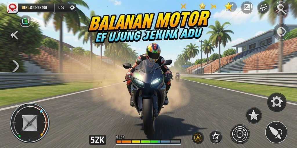 Tangkapan layar dari permainan balapan motor yang mendebarkan di 5ZK.