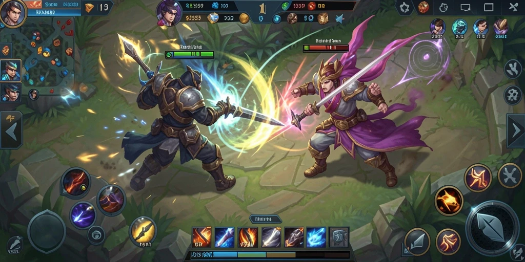 Screenshot permainan <strong>93337</strong> menunjukkan aksi seru dalam pertempuran MOBA.