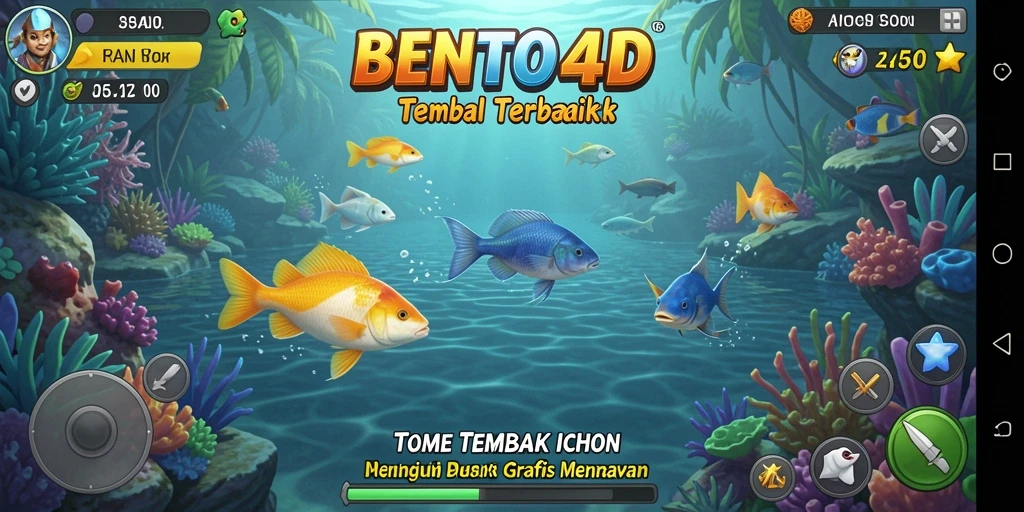 Tampilan screenshot BENTO4D menampilkan aksi seru menembak ikan.