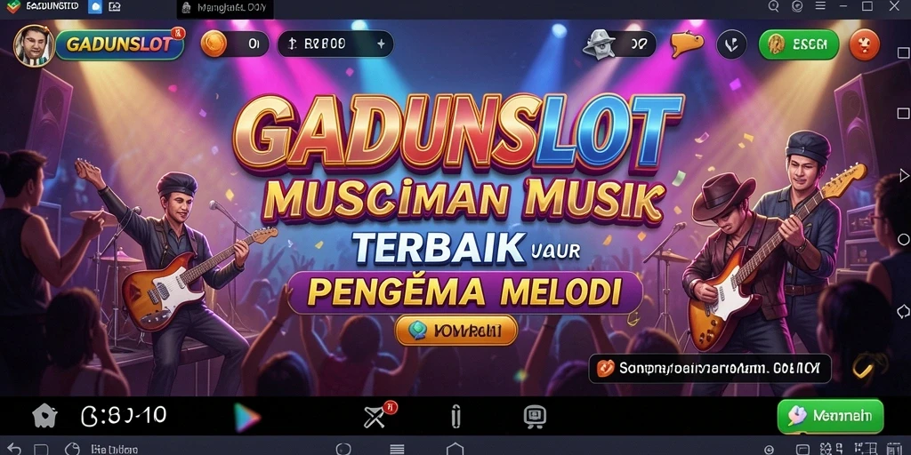 Tampilan permainan interaktif GADUNSLOT dengan berbagai lagu.