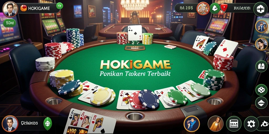 Tampilan gameplay Poker yang menarik dan penuh aksi di HOKIGAME.
