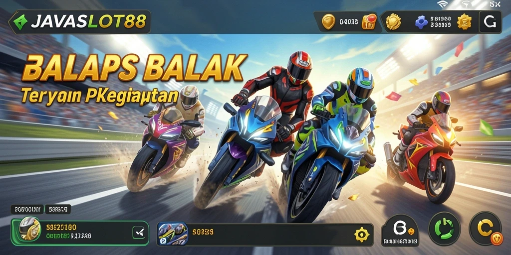 Tampilan gameplay racing yang mengasyikkan dalam JAVASLOT88.