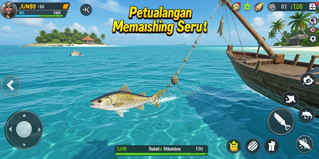 Tampilan gameplay memancing yang menakjubkan dan penuh aksi.