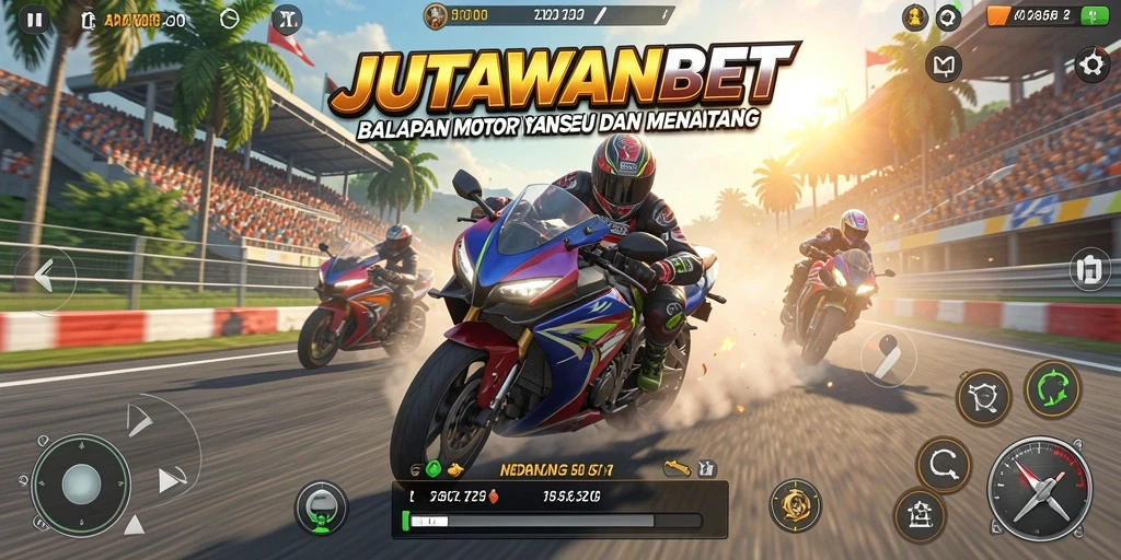 Screenshot JUTAWANBET menampilkan aksi balapan yang mendebarkan.