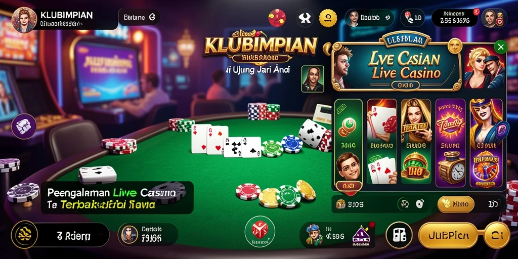 Screenshot gameplay Live Casino KLUBIMPIAN menampilkan dealer yang sedang beraksi.