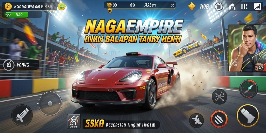Tampilan gameplay Racing NAGAEMPIRE yang mendebarkan dan penuh adrenalin.