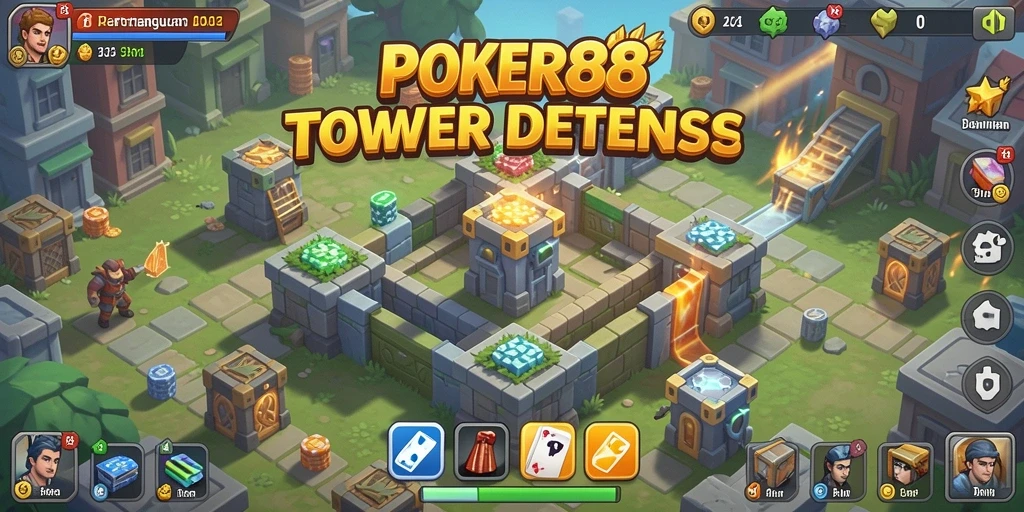 Tampilan gameplay menegangkan dari POKER88 dalam Tower Defense.