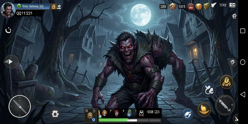 Tampilan gameplay mendebarkan dari QQ1221 dalam suasana horror yang intens.
