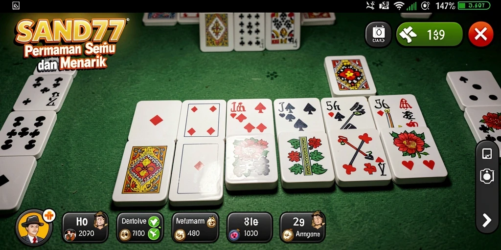 Screenshot game SAND77 menunjukkan gameplay Domino yang seru.