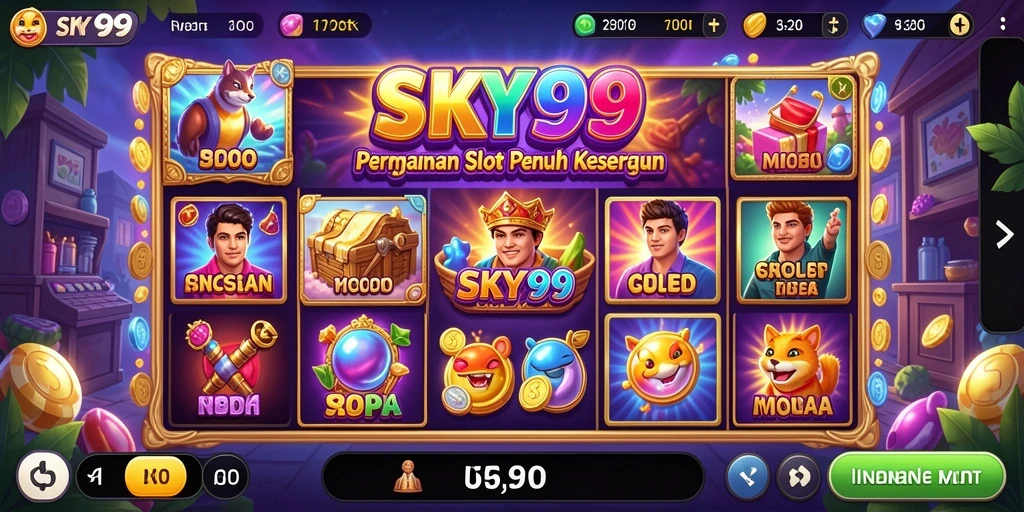 Tampilan gameplay menarik dari SKY99 dengan simbol-simbol Slot yang berwarna-warni.