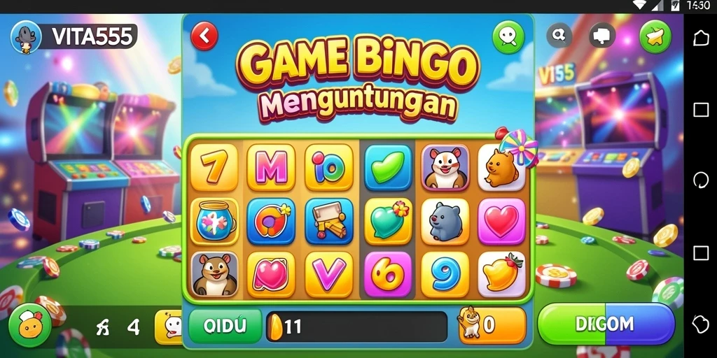 Screenshot gameplay VITA555 yang menunjukkan suasana permainan Bingo yang seru.