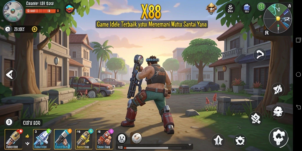 Tangkapan layar gameplay X88 yang menunjukkan karakter dalam aksi Idle.