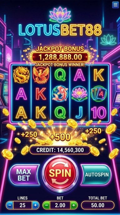 Screenshot tampilan utama aplikasi lotusbet88 yang bersih dan intuitif.